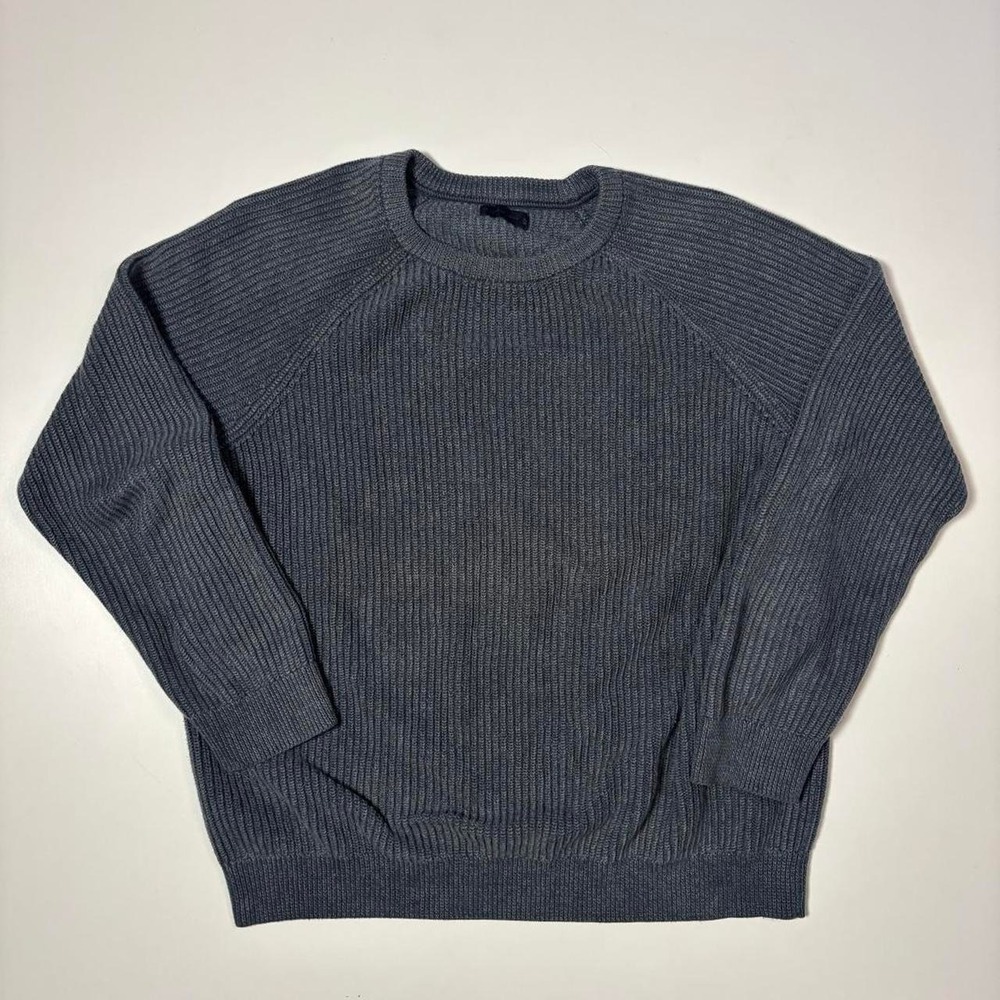 Denver Hayes Rib Knit Crewneck Sweater Gray - Size XL